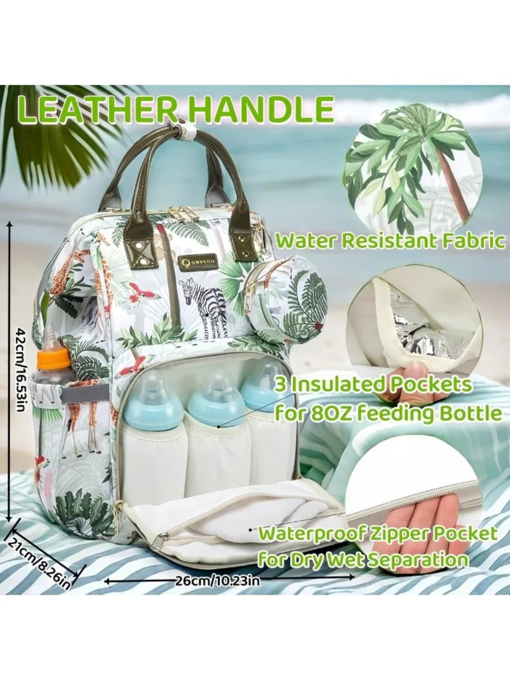 Stylish Tactical Diaper Backpack for Parents with USB Port & Animal Print Design